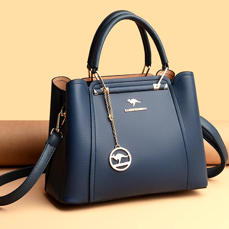 Luxury 3-Layer Leather Handbags for Women - Designer Crossbody Tote Bag with Large Capacity 2024