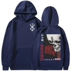 Men's Casual Oversized Hoodie - Anime Berserk Guts Graphic Print with Swordsman Casca and Brand of Sacrifice Zodd Design