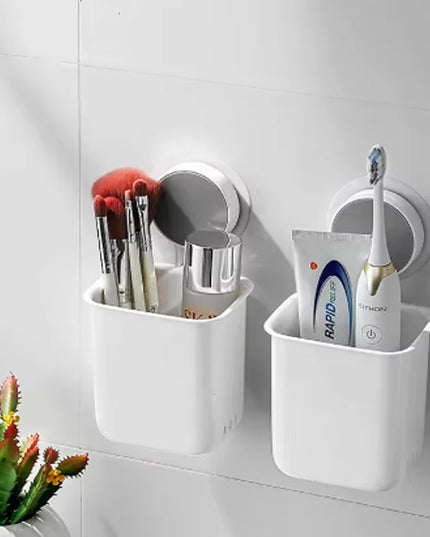 Wall-Mounted Portable Toothbrush and Toothpaste Holder with Waterproof Design - Drill-Free Bathroom Storage Organizer