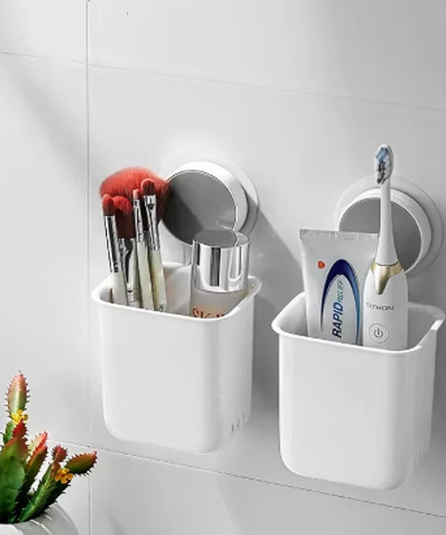 Wall-Mounted Portable Toothbrush and Toothpaste Holder with Waterproof Design - Drill-Free Bathroom Storage Organizer