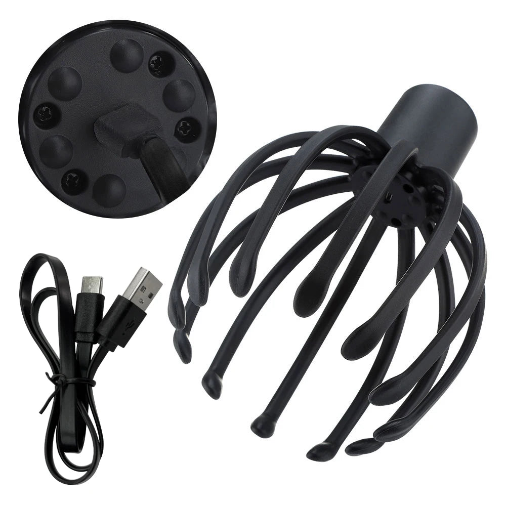 Electric Head Massager with Adjustable Settings, 12 TPE Massage Claws, USB Rechargeable Device