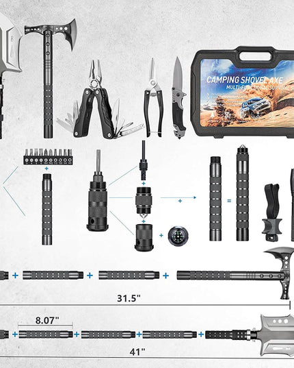 28 in 1 Survival Multi-Tool Shovel Kit