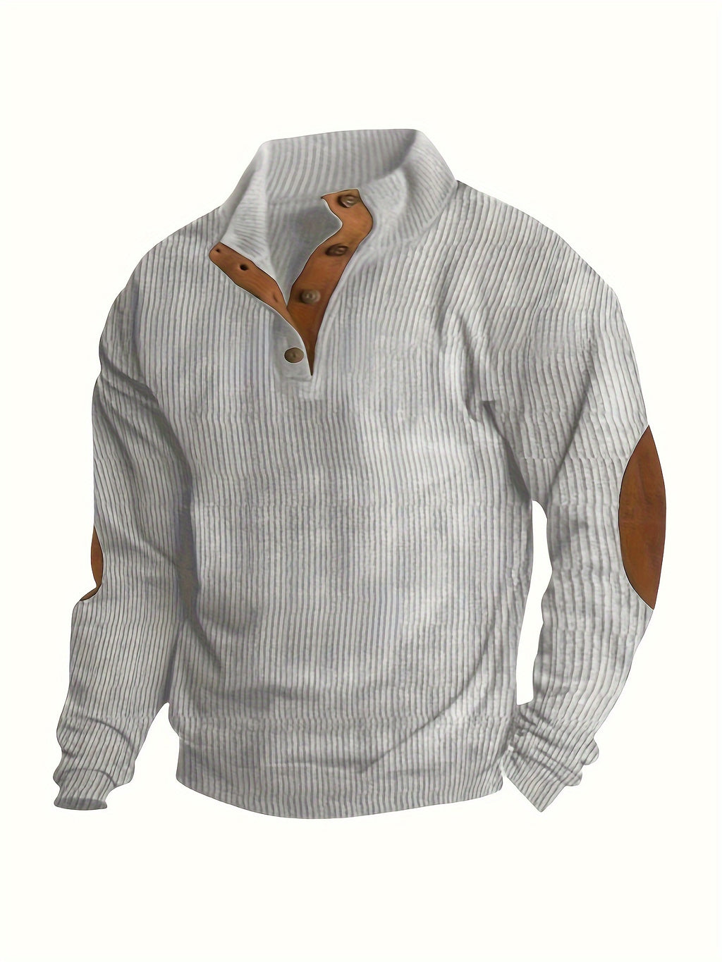 Men'S Casual Jacket for Autumn And Winter, Featuring a Loose Fit, Corduroy Fabric, Stand-Up Collar, Long Sleeves, And Button- Design.