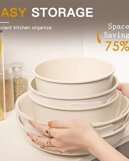 21-Piece Non-Stick Ceramic Cookware Set with Sensor Handles in Milky White