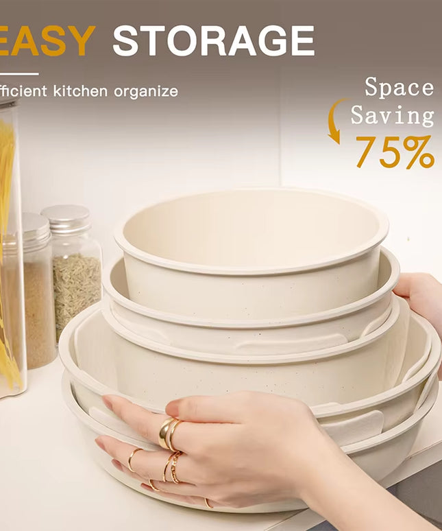 21-Piece Non-Stick Ceramic Cookware Set with Sensor Handles in Milky White