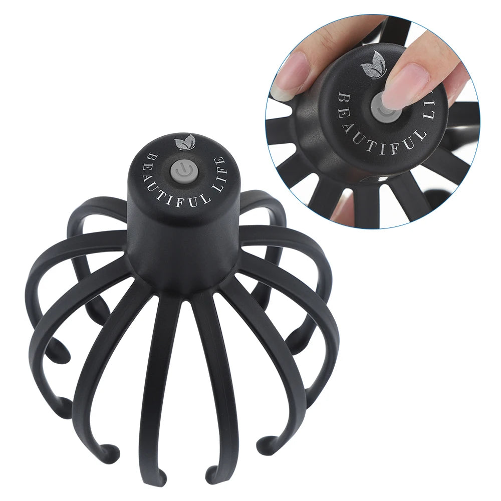 Electric Head Massager with Adjustable Settings, 12 TPE Massage Claws, USB Rechargeable Device