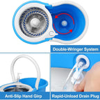 Mop and Bucket Set, 360° Spin Mop and Bucket with Wringer Set and 4 Microfiber Mop Refills, Stainless Steel, Extended Handle Spinning Mop Bucket System for Floor Cleaning