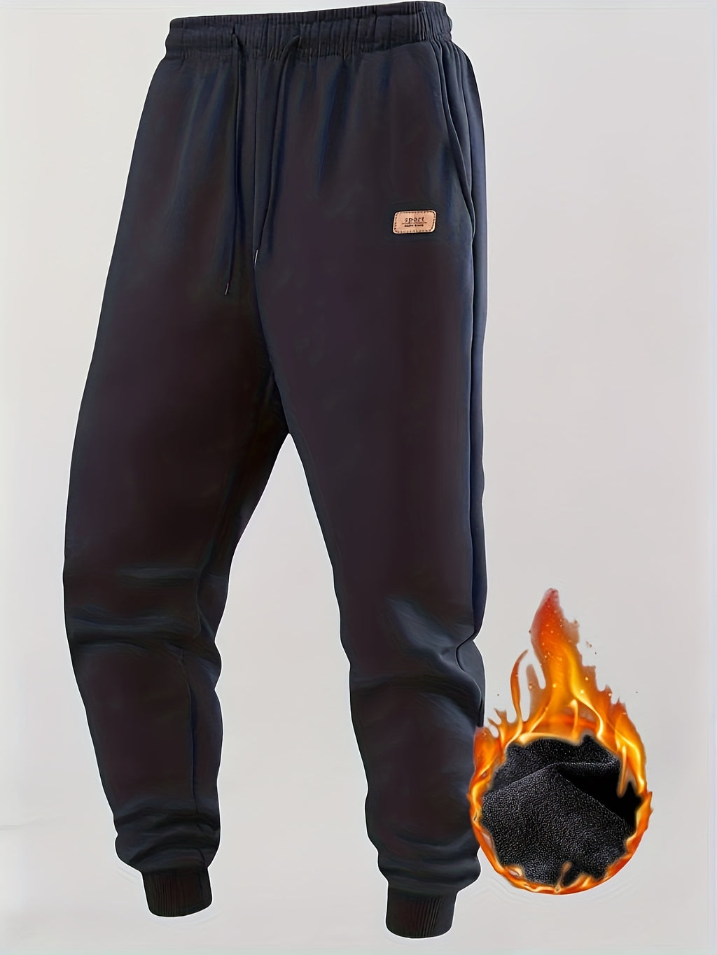 Men's 4-Color Options Compatible Sweatpants - Stretch Knit Joggers with Drawstring Waist, Belt-Like Design | Solid Color Options Black, Gray, Navy, White | Elastic Cuffs and Smooth Legs, Suitable for Gym, Casual, Casual Attir
