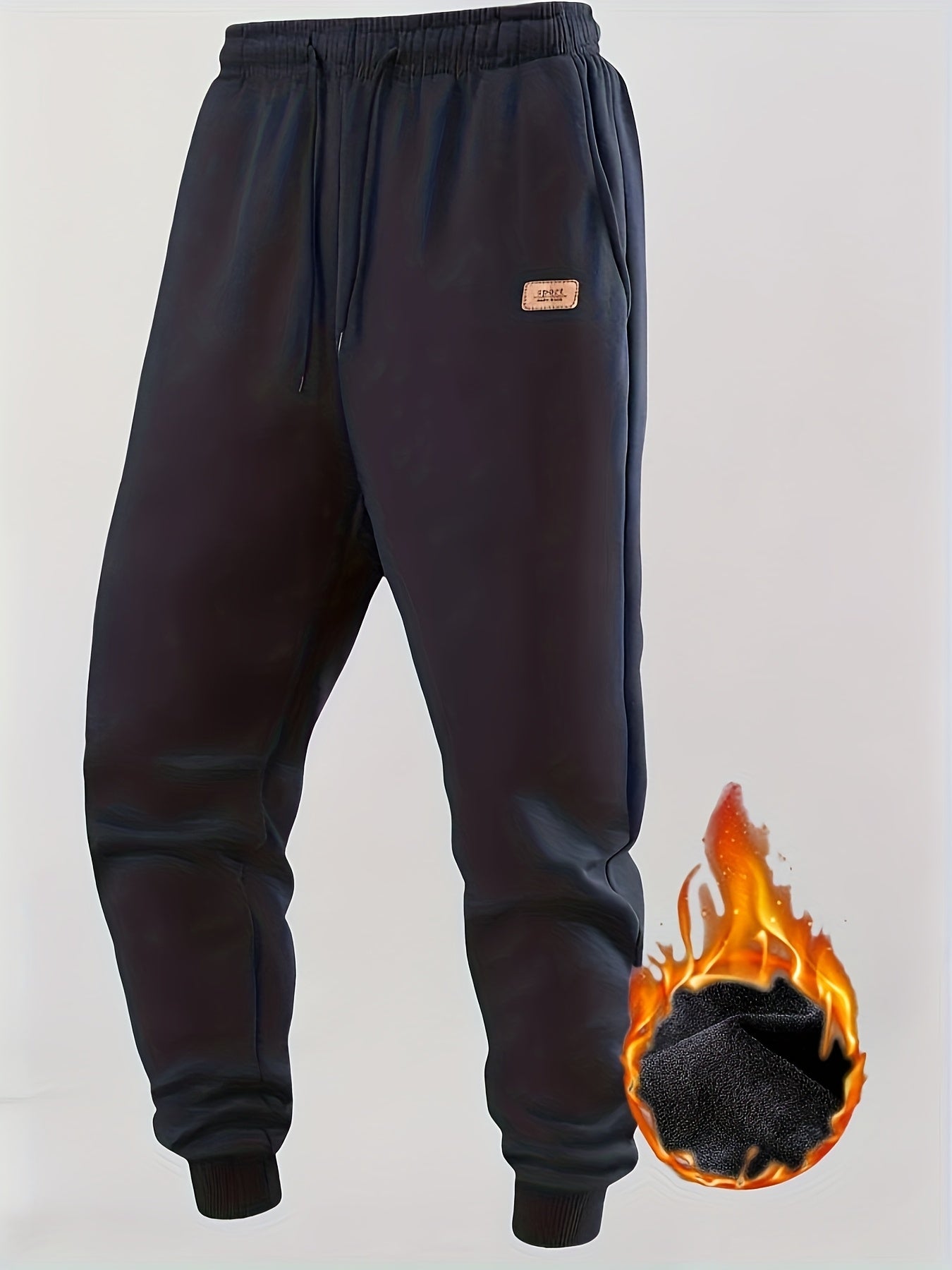 Men's 4-Color Options Compatible Sweatpants - Stretch Knit Joggers with Drawstring Waist, Belt-Like Design | Solid Color Options Black, Gray, Navy, White | Elastic Cuffs and Smooth Legs, Suitable for Gym, Casual, Casual Attir