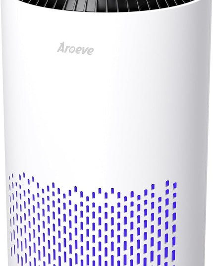 Air Purifiers for Bedroom Home, Air Purifier Air Cleaner for Smoke Pollen Dander Hair Smell Portable Air Purifier with Sleep Mode Speed Control for Bedroom Office Living Room, MK01- White