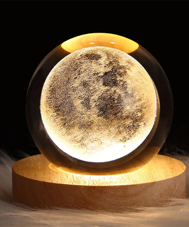 Crystal Ball Night Lights Glowing Planet Galaxy Astronaut 3D Moon Table Lamp USB Atmosphere Lamp Tabletop Decorations Kid Gifts
