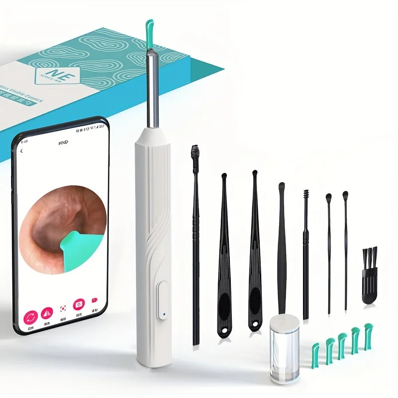 Smart Visual Ear Cleaner with 1296P Otoscope and USB-C Charging, Mini Camera Ear Wax Removal Tool and Health Care Set