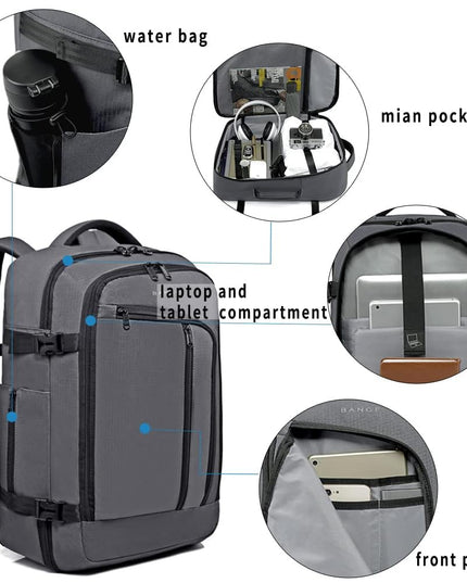 Travel Overnight Backpack,40-Liter FAA Flight Approved Weekender Bag Carry on Backpack Grey(With No Cubes)…