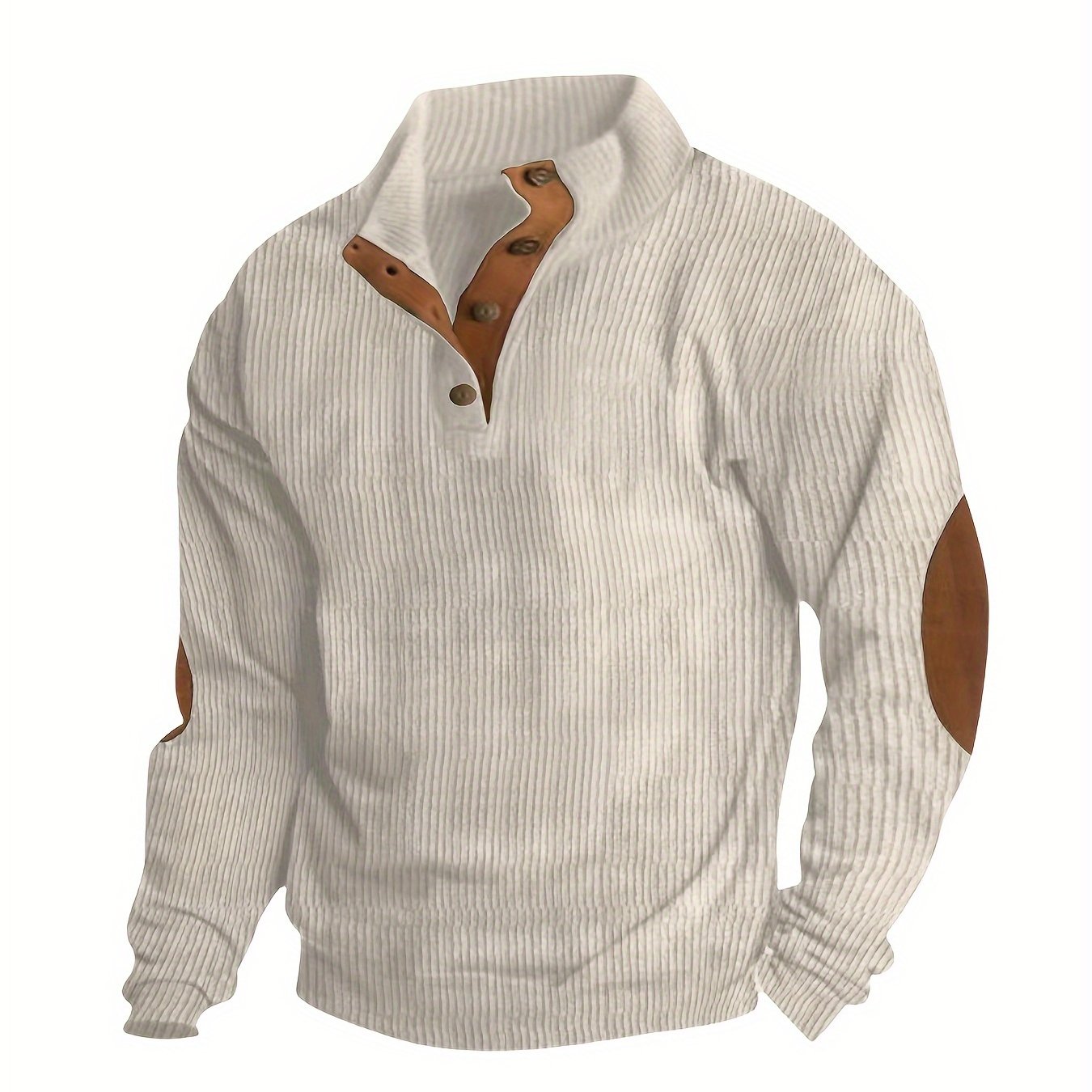 Men'S Casual Jacket for Autumn And Winter, Featuring a Loose Fit, Corduroy Fabric, Stand-Up Collar, Long Sleeves, And Button- Design.