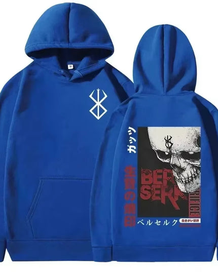 Men's Casual Oversized Hoodie - Anime Berserk Guts Graphic Print with Swordsman Casca and Brand of Sacrifice Zodd Design