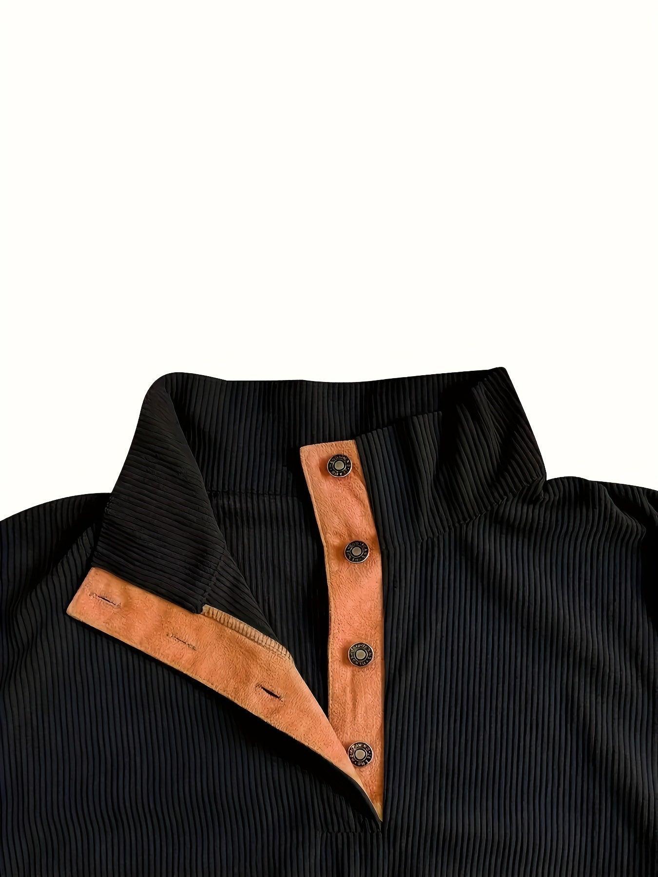 Men'S Casual Jacket for Autumn And Winter, Featuring a Loose Fit, Corduroy Fabric, Stand-Up Collar, Long Sleeves, And Button- Design.