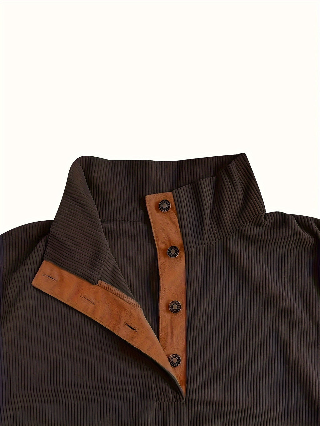 Men'S Casual Jacket for Autumn And Winter, Featuring a Loose Fit, Corduroy Fabric, Stand-Up Collar, Long Sleeves, And Button- Design.
