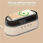 Fast 15W Wireless Charging Digital Alarm Clock Radio - 6 In 1 Bedside Clock With Dual Alarm, FM Radio, 12/24H USB Charger, Countdown Timer, RGB Mode, Wireless Speaker