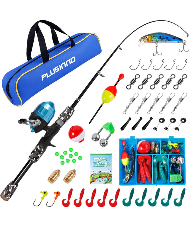 Kids Fishing Pole with Spincast Reel Telescopic Fishing Rod Combo Full Kits for Boys, Girls, and Adults