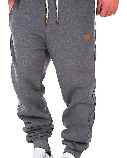 Men Athletic Pants, Elastic Waist Drawstring Trousers Fall Casual Pants with Pockets