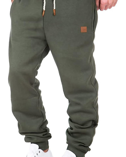 Men Athletic Pants, Elastic Waist Drawstring Trousers Fall Casual Pants with Pockets