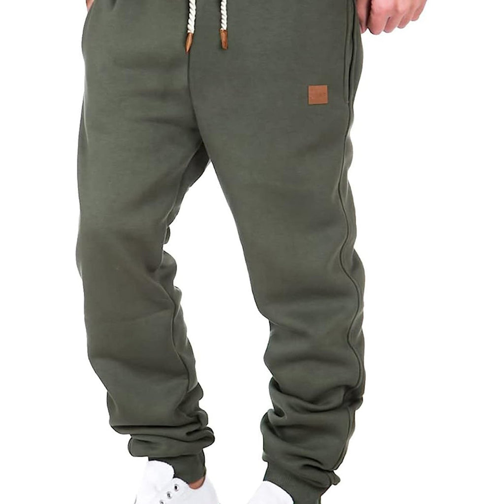Men Athletic Pants, Elastic Waist Drawstring Trousers Fall Casual Pants with Pockets