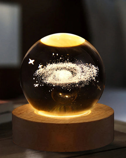 Crystal Ball Night Lights Glowing Planet Galaxy Astronaut 3D Moon Table Lamp USB Atmosphere Lamp Tabletop Decorations Kid Gifts
