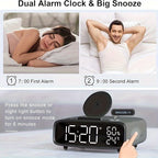 6-in-1 Alarm Clock With Wireless Charging, USB Charging Port, Night Light Wireless Speaker, 3-level Brightness Digital Clock Temperature, 12/24 Hours, Bedroom Snooze Alarm Clock