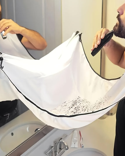 Beard Bib Apron For Men, Beard Trimming Catcher Bib For Shaving & Hair Clippings, Waterproof Non-Stick Hair Catcher Grooming Cloth With 2 Suction Cups