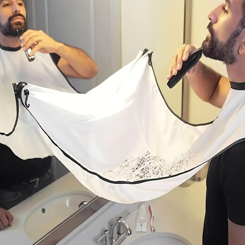 Beard Bib Apron For Men, Beard Trimming Catcher Bib For Shaving & Hair Clippings, Waterproof Non-Stick Hair Catcher Grooming Cloth With 2 Suction Cups