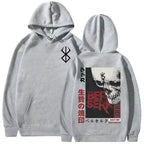 Men's Casual Oversized Hoodie - Anime Berserk Guts Graphic Print with Swordsman Casca and Brand of Sacrifice Zodd Design