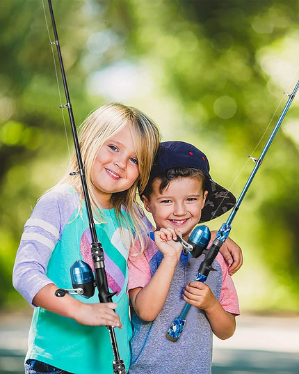 Kids Fishing Pole with Spincast Reel Telescopic Fishing Rod Combo Full Kits for Boys, Girls, and Adults