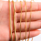 Witd Stainless Steel Square Snake Chain Necklace in Gold - Available in 0.9mm, 1.2mm, 1.5mm, 2mm, and 2.4mm for Men's and Women's Fashion Jewelry