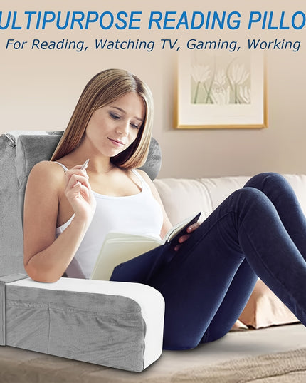 Reading Pillow for Sitting in Bed Adult, Back Pillow for Bed Sitting up, Reading & Bed Rest Pillows for Watching TV/Reading/Gaming/Resting in Bed, Couch or Floor, Medium 19"