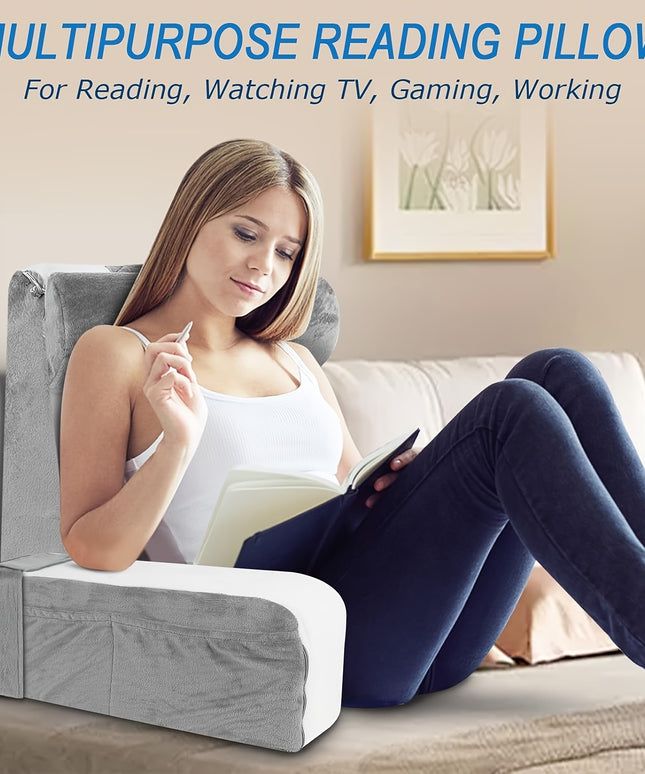 Reading Pillow for Sitting in Bed Adult, Back Pillow for Bed Sitting up, Reading & Bed Rest Pillows for Watching TV/Reading/Gaming/Resting in Bed, Couch or Floor, Medium 19"