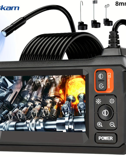 Inskam 4.3" IPS LCD Endoscope Camera, 8mm Single Lens,, ABS Material, Analog Display, Battery/USB Dual Power, 2000mAh Rechargeable Lithium Battery, ≤36V Operating Voltage, for Auto Repair & Plumbing