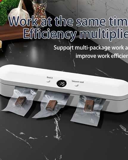 Compact One-button Automatic Vacuum Sealing Machine - Household Food Sealing Device for Vacuum Low Temperature Method and Dry Wet Food - Small Fresh-keeping Plastic Sealing Machine