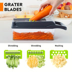 13-in-1 Multifunctional Vegetable Chopper and Slicer with 8 Stainless Steel Blades, Detachable Plastic Body, Includes Storage Container - Ideal for Onions, Carrots, Garlic - Gray, valentines gifts for men