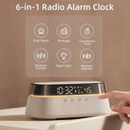 Fast 15W Wireless Charging Digital Alarm Clock Radio - 6 In 1 Bedside Clock With Dual Alarm, FM Radio, 12/24H USB Charger, Countdown Timer, RGB Mode, Wireless Speaker