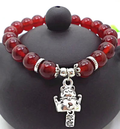 Cute Dog Bracelet with Red Agate & S925 Silver